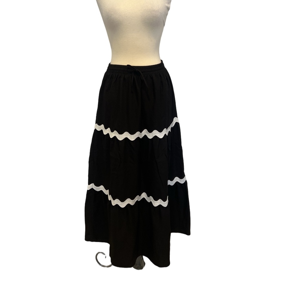 Coolmee Womens Tired Maxi Skirt Ric Rac accents - NWOT - Picture 2 of 7